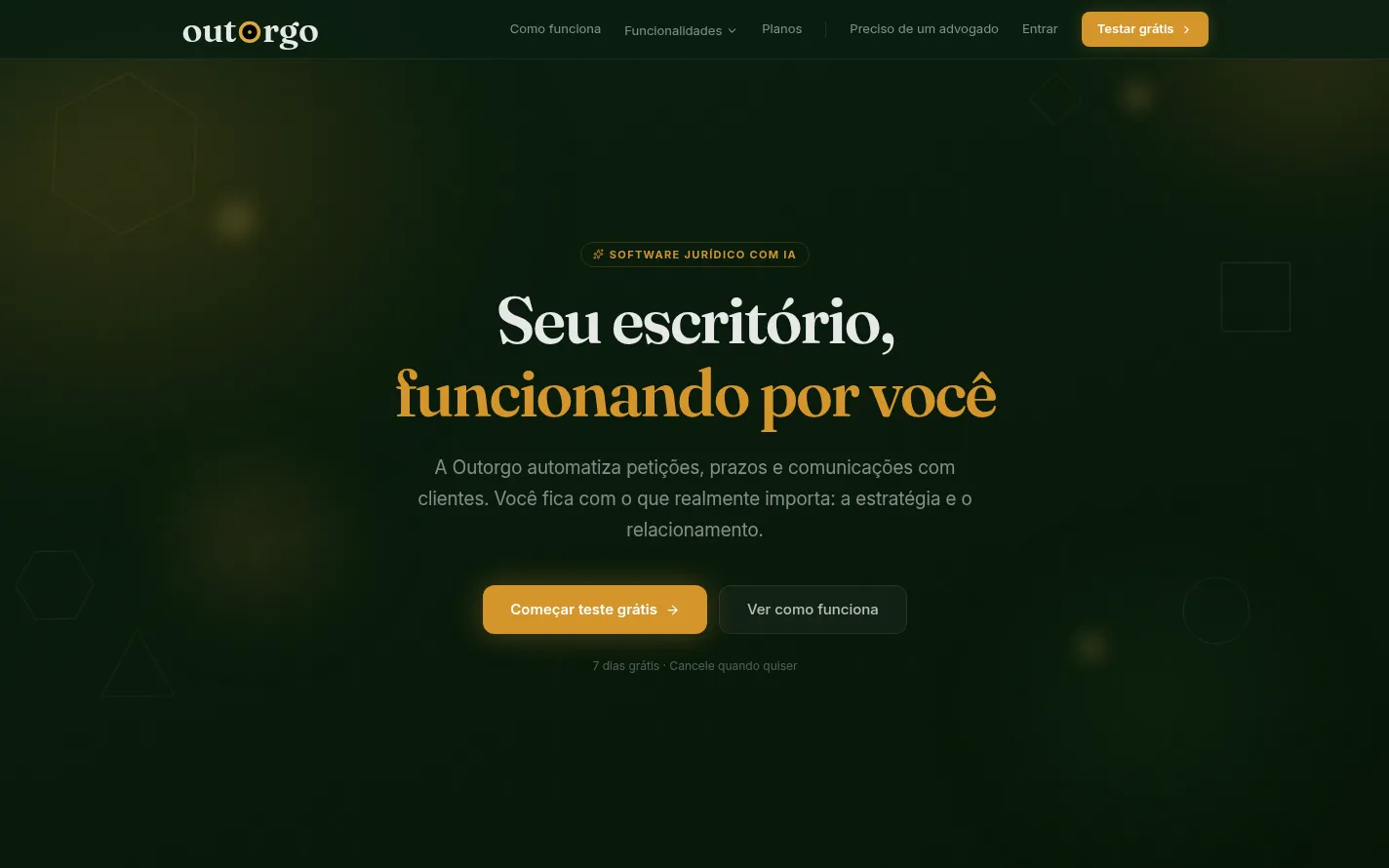 Página inicial do Outorgo (outorgo.app), em outubro de 2026